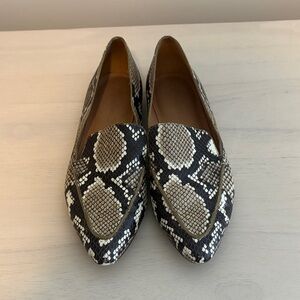 Madewell Black and Cream Snakeskin Loafers